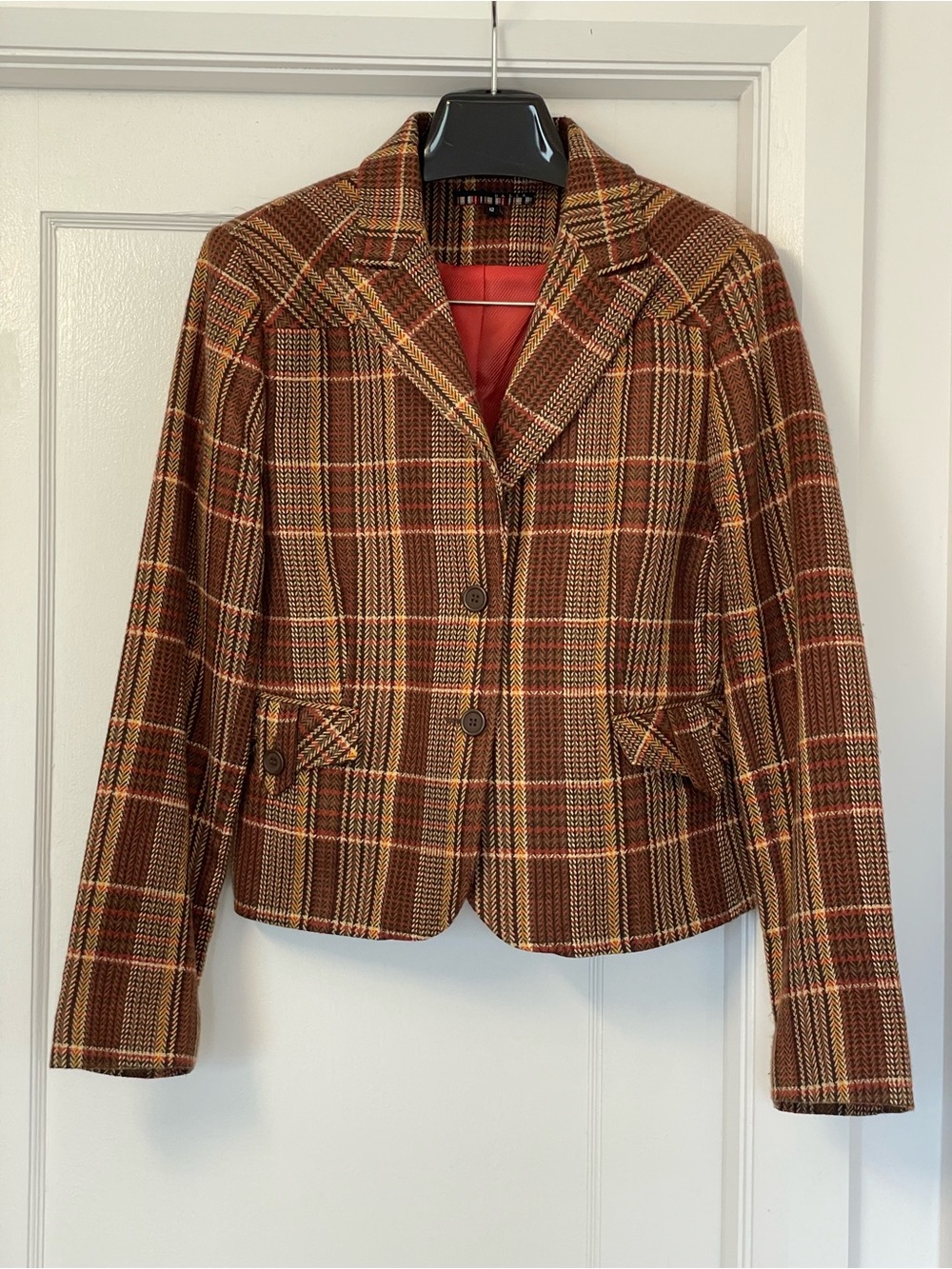 Dalia Brown Plaid Tailored Blazer Jacket